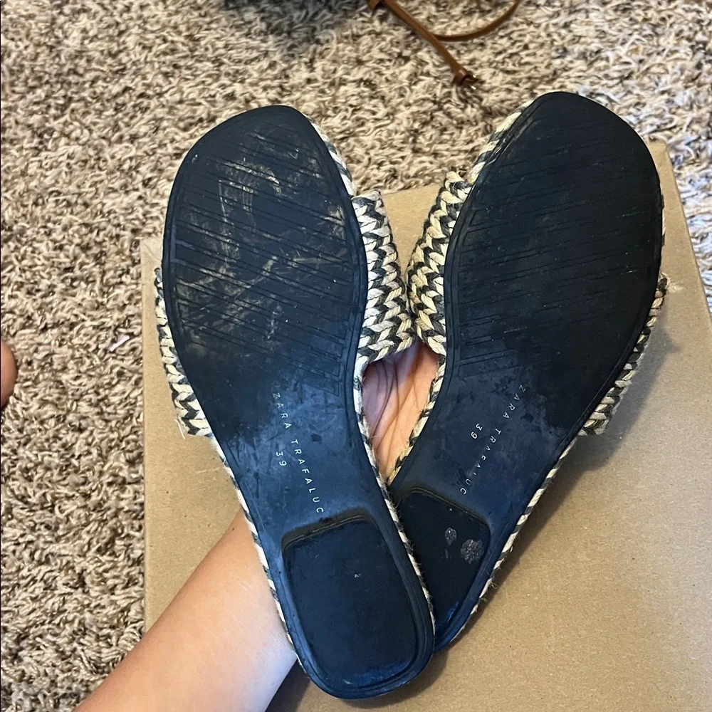 Zara Braided Slide Sandals in Beige and green - Picture 2 of 3